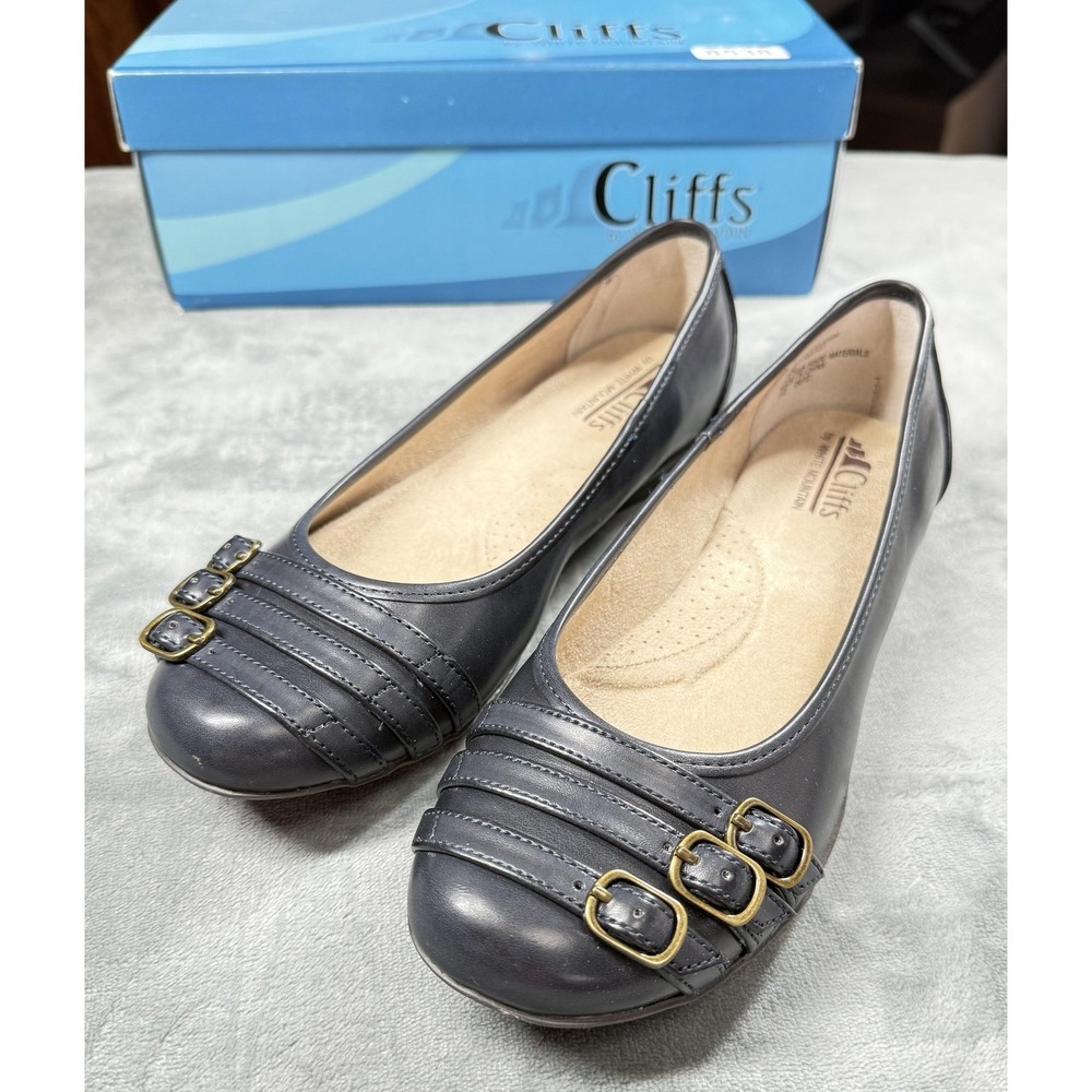 Cliffs By White Mountain Shoes Womens Size 8‎ Blue Hip Ballet Flats Buckle